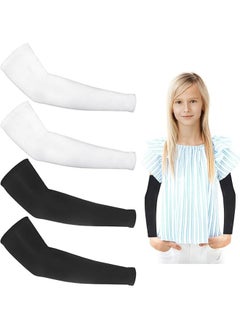 2 Pairs Kids Arm Sleeves Youth Arm Sleeves Breathable Elastic Arm Compression Sleeve Outdoor Sport Protection Arm Sleeves for Volleyball Football Baseball Basketball Youth Boys Girls