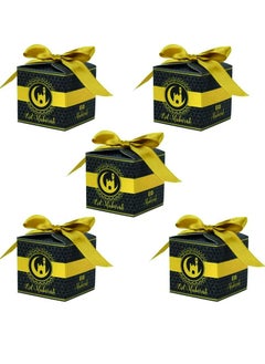 BrainGiggles BrainGiggles Eid Mubarak Gift Boxes – Pack of 5 Ramadan Favor Boxes in Black & Gold, Elegant Treat Boxes for Sweets  - Image 1