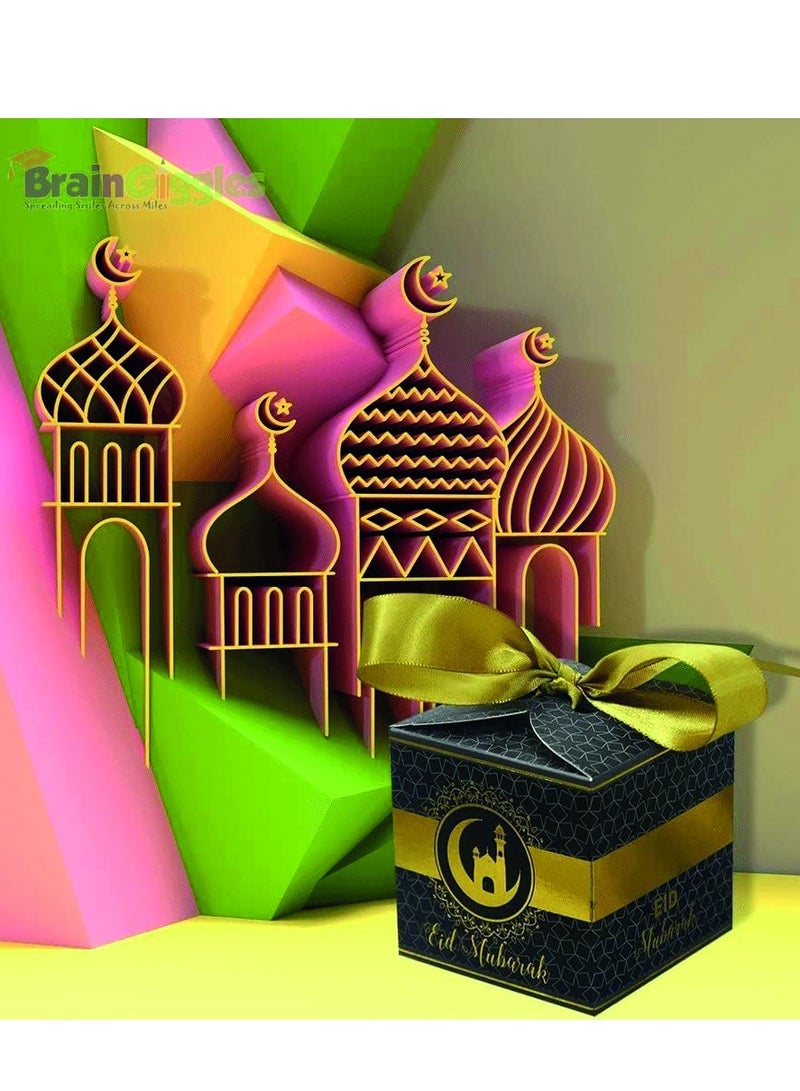 BrainGiggles Eid Mubarak Gift Boxes – Pack of 5 Ramadan Favor Boxes in Black & Gold, Elegant Treat Boxes for Sweets - Image 5