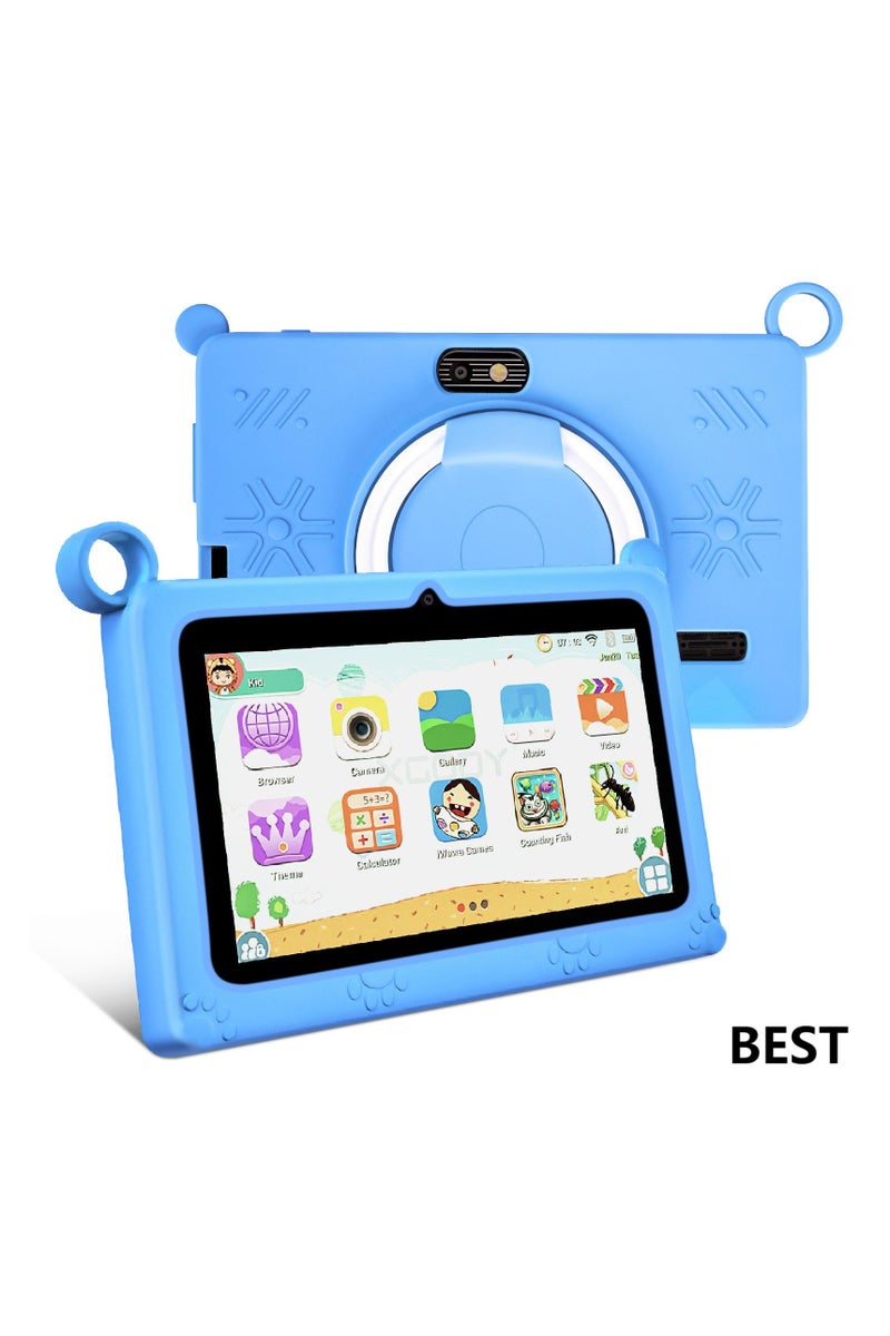 بست جهاز لوحي للأطفال K7 بشاشة 7 بوصات، وذاكرة 32 جيجابايت، وذاكرة وصول عشوائي (RAM) سعة 2 ميجابايت، وواي فاي، باللون الأزرق - Image 1