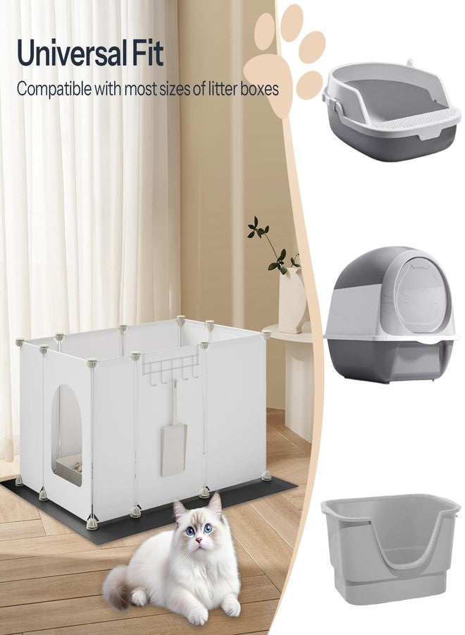 HOOBRO Cat Litter Box Enclosure with Large Oxford Mat, Extra Large Litter Box Shield with Row-Hook, 30.3" L x 18.5" W x 15.7" H, Compatible with Most Litter Boxes, White BW07PP03 - Image 3
