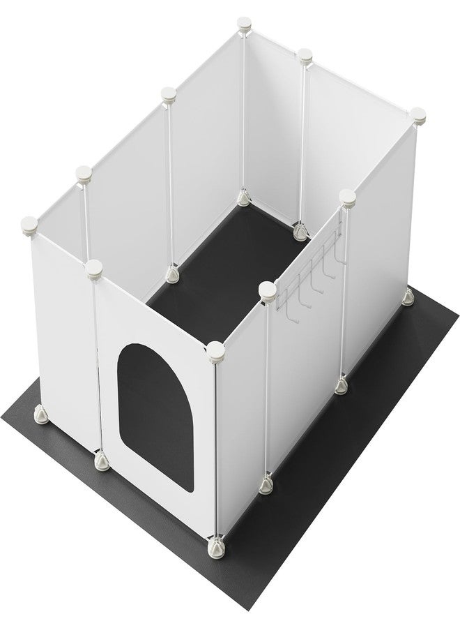 HOOBRO Cat Litter Box Enclosure with Large Oxford Mat, Extra Large Litter Box Shield with Row-Hook, 30.3" L x 18.5" W x 15.7" H, Compatible with Most Litter Boxes, White BW07PP03 - Image 1
