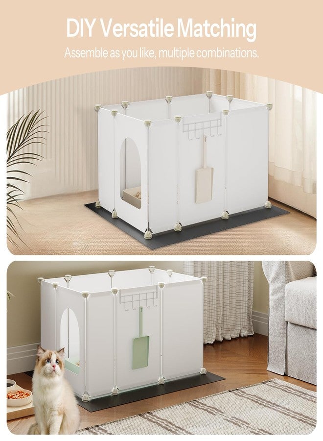 HOOBRO Cat Litter Box Enclosure with Large Oxford Mat, Extra Large Litter Box Shield with Row-Hook, 30.3" L x 18.5" W x 15.7" H, Compatible with Most Litter Boxes, White BW07PP03 - Image 5