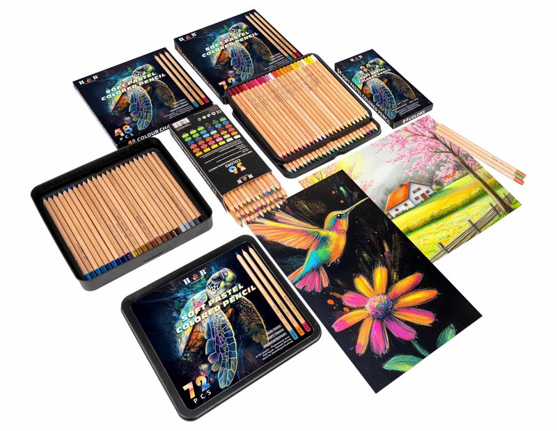 HB H & B 72 Pasteltint Pastel Colored Pencils Set â€“ Soft, Vibrant, Artist-Grade Colors in Tin | Professional Drawing, Sketching & Coloring for Adults & Artists (72 Colors) - Image 4