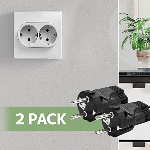 Yinleader Type E/F Germany European Travel Adapter, Yinleader International Power Plug with 2 Outlet,US to Most of Europe EU German Russia French Norway Iceland Greece Korea Spain (2 Pack) - Image 2