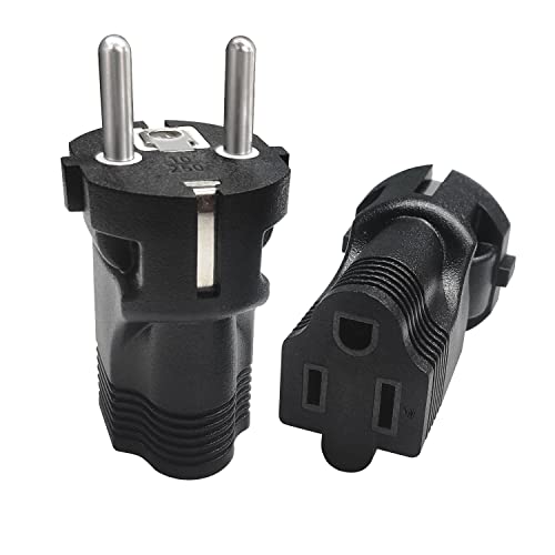 Yinleader Type E/F Germany European Travel Adapter, Yinleader International Power Plug with 2 Outlet,US to Most of Europe EU German Russia French Norway Iceland Greece Korea Spain (2 Pack) - Image 1