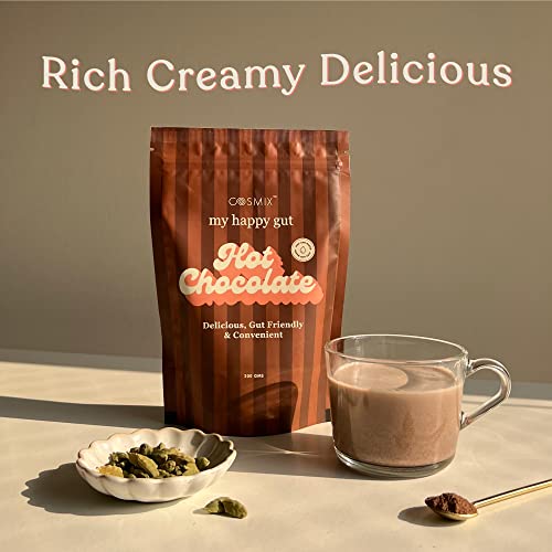 Cosmix My Happy Gut Hot Chocolate | For Improved Digestion & Overall Gut Health | Zero Refined Sugar, No Preservatives | Plant Based | Just add water & Enjoy | 200 gm - Makes upto 14 Cups - Image 3