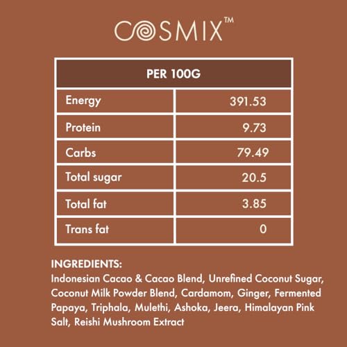 Cosmix My Happy Gut Hot Chocolate | For Improved Digestion & Overall Gut Health | Zero Refined Sugar, No Preservatives | Plant Based | Just add water & Enjoy | 200 gm - Makes upto 14 Cups - Image 5