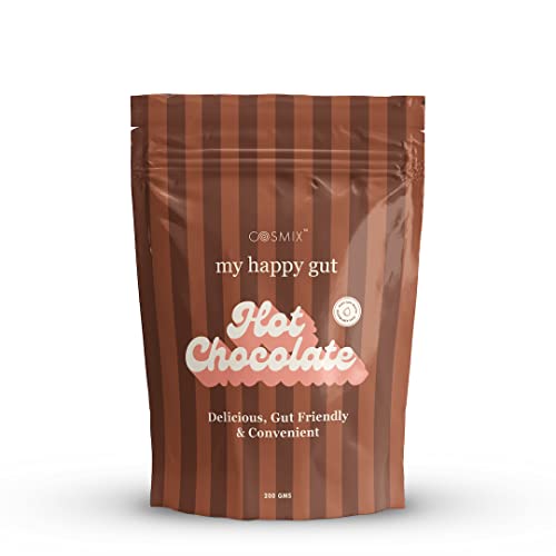 Cosmix My Happy Gut Hot Chocolate | For Improved Digestion & Overall Gut Health | Zero Refined Sugar, No Preservatives | Plant Based | Just add water & Enjoy | 200 gm - Makes upto 14 Cups - Image 1