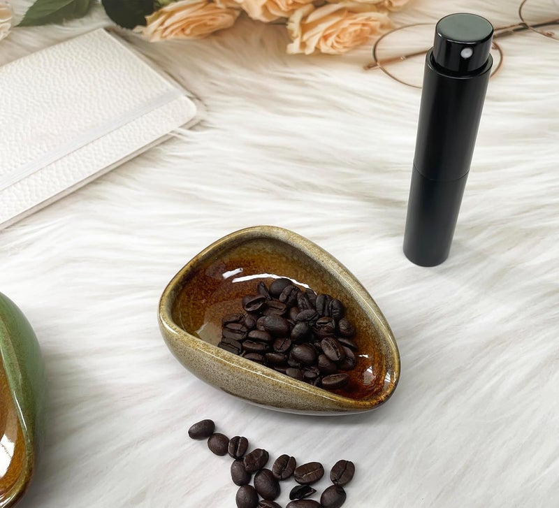 LamChyar Coffee Bean Dosing Cup with RDT Spray Bottle Set, Coffee Bean Dosing Cup, Ceramic Coffee Dosing Cup, Ceramic Single Dose Measuring Tray for Coffee Beans, Coffee Bar Accessories (brown) - Image 2
