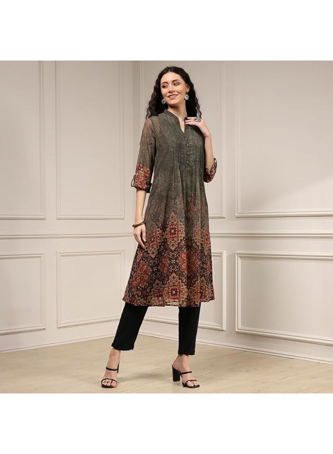 BIBA Women's Polyester Printed Straight Kurta 3xl - Image 1