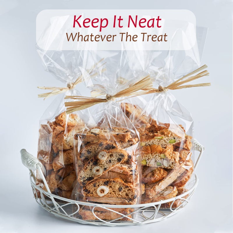 Morepack Gusseted Flat Bottom Cellophane Bags with Paper Insert 50Pcs 5x3x12 Inches Gusseted Cello Bags - Image 3