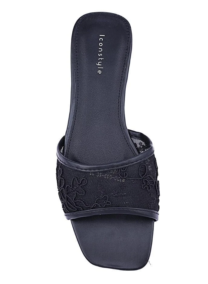 IconStyle Croc-Embossed Flat Mules