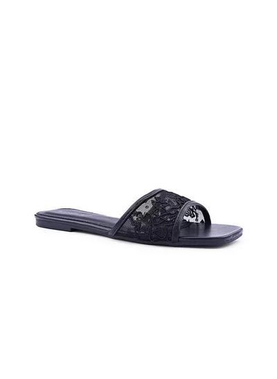 IconStyle Croc-Embossed Flat Mules