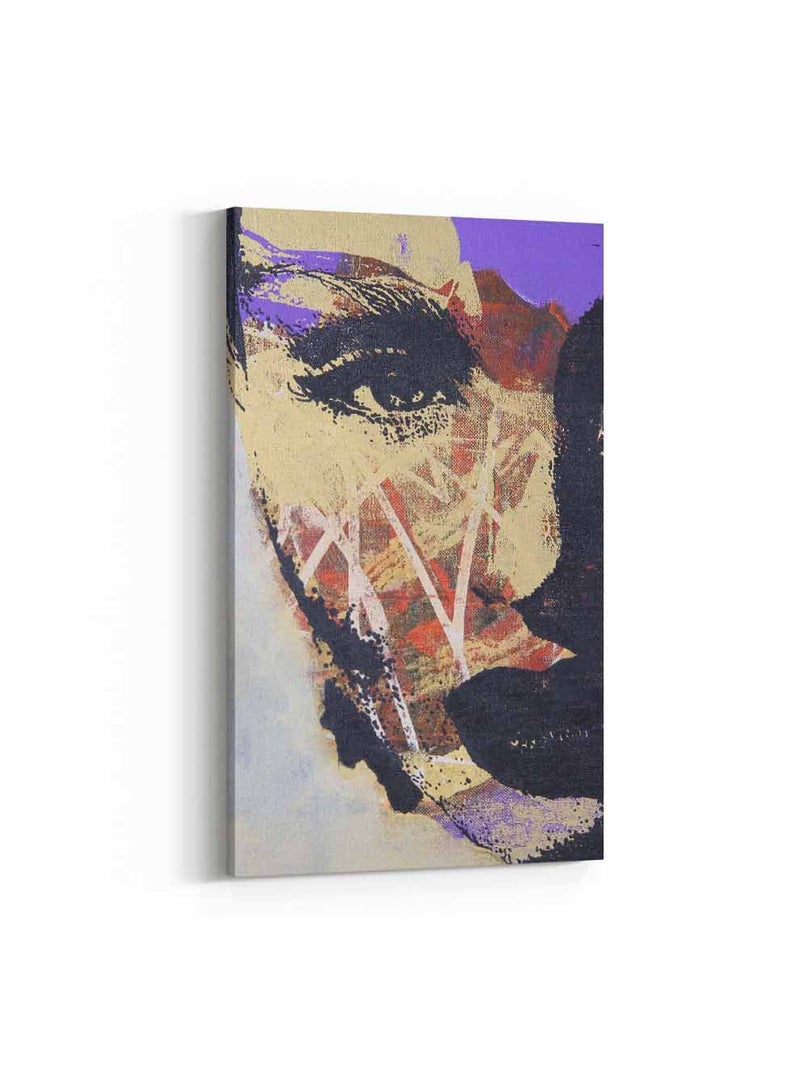 لوحة كانفاس على إطار خشبي، تصميم نصف وجه امرأة، للمنزل، غرفة المعيشة، المكتب، الديكور - Image 1