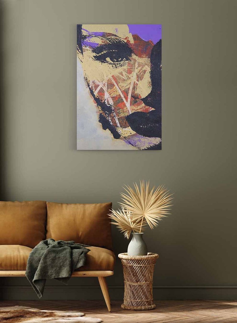 لوحة كانفاس على إطار خشبي، تصميم نصف وجه امرأة، للمنزل، غرفة المعيشة، المكتب، الديكور - Image 3