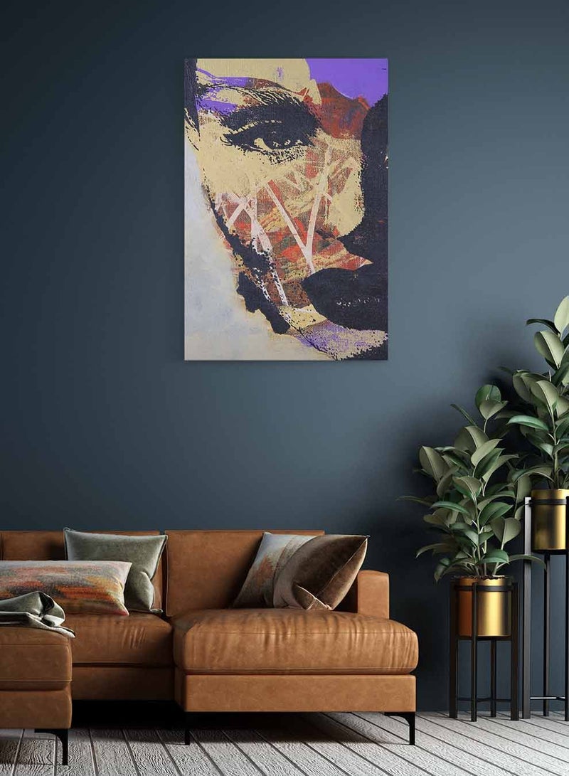 لوحة كانفاس على إطار خشبي، تصميم نصف وجه امرأة، للمنزل، غرفة المعيشة، المكتب، الديكور - Image 2