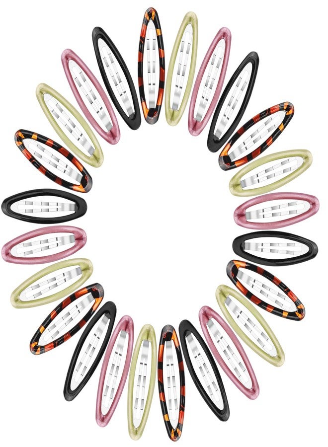 BOSMIOW Big Oval Water Drop Shape Women Hair Clips,Tortoise Metal Snap Clips,Ellipse Stoving Varnish Hair Clips,Drop Glue No Slip Hair Barrettes for Girls Women Hair Accessories,24Pcs - Image 1