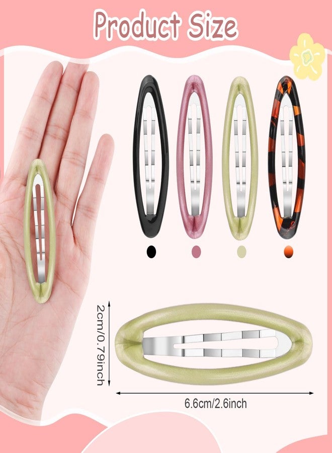 BOSMIOW Big Oval Water Drop Shape Women Hair Clips,Tortoise Metal Snap Clips,Ellipse Stoving Varnish Hair Clips,Drop Glue No Slip Hair Barrettes for Girls Women Hair Accessories,24Pcs - Image 3