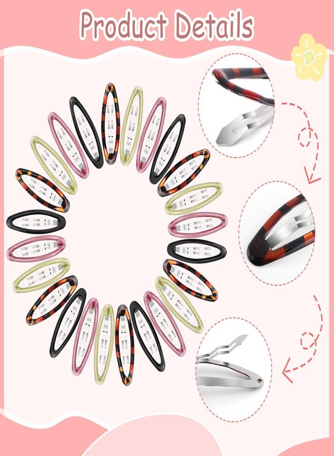 BOSMIOW Big Oval Water Drop Shape Women Hair Clips,Tortoise Metal Snap Clips,Ellipse Stoving Varnish Hair Clips,Drop Glue No Slip Hair Barrettes for Girls Women Hair Accessories,24Pcs - Image 4
