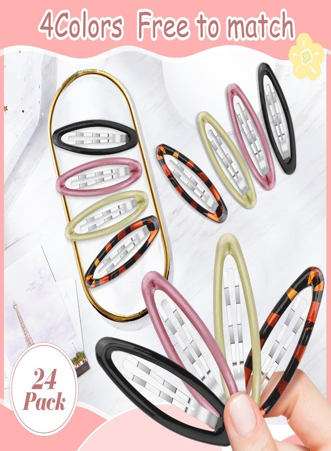 BOSMIOW Big Oval Water Drop Shape Women Hair Clips,Tortoise Metal Snap Clips,Ellipse Stoving Varnish Hair Clips,Drop Glue No Slip Hair Barrettes for Girls Women Hair Accessories,24Pcs - Image 2