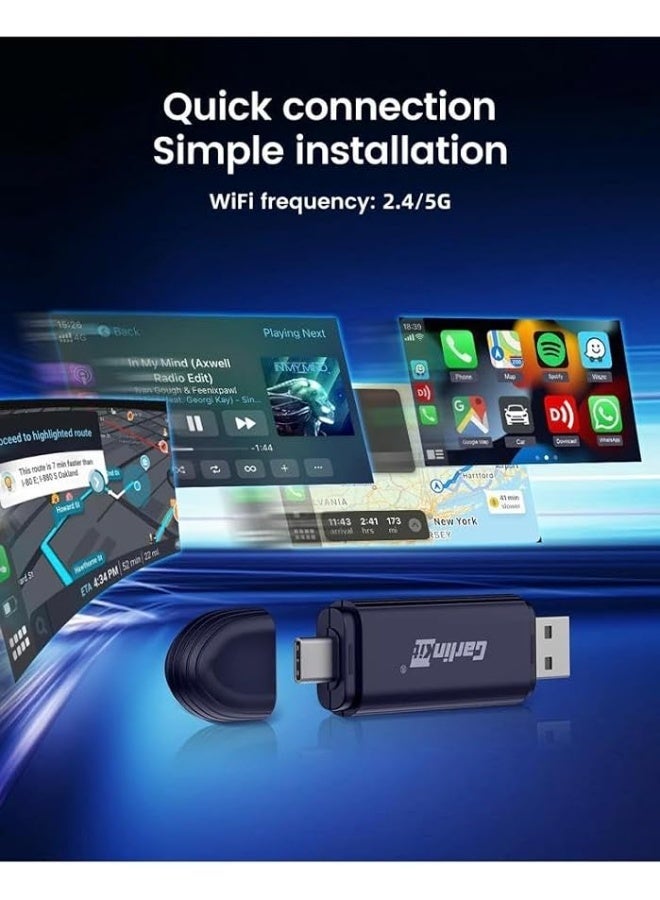 كار لينكيت محول كاربلاي لاسلكي اس إي ميني برو - دونجل USB نوع سي للتوصيل والتشغيل لآيفون، اتصال تلقائي سريع، وحدة كاربلاي لاسلكية مدمجة للسيارات بنظام كاربلاي السلكية من الأساس من كار لينك كيت - Image 3
