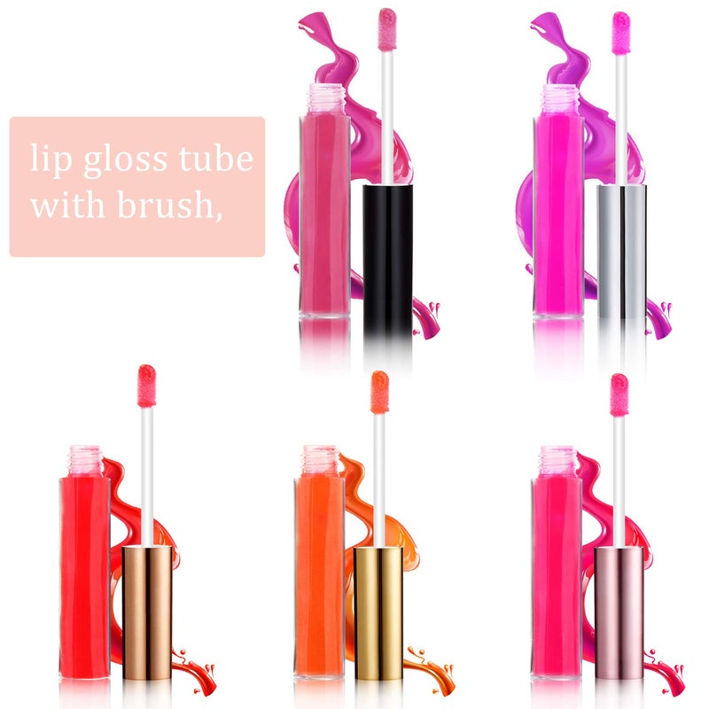 Blulu 30 Pcs 10 ml Lip Gloss Tubes Bulk Empty Refillable Lip Balm Bottle Clear Plastic Gloss Container Reusable Lipstick Bottle with Rubber Insert for Women DIY Lipgloss Cosmetics(5 Colors) - Image 4