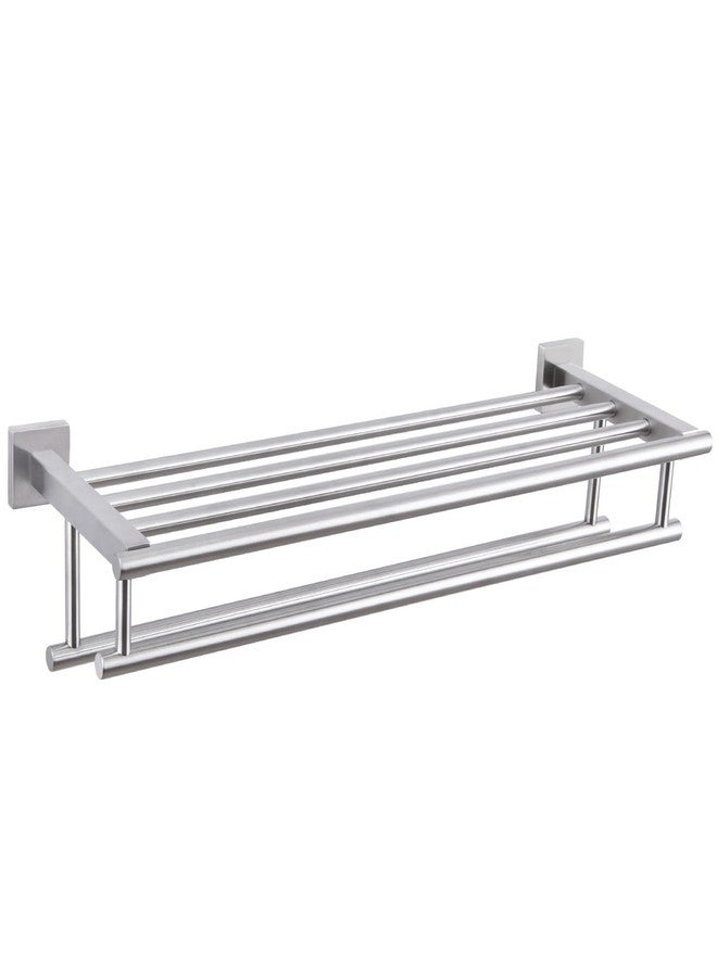 Angle Simple Towel Rack for Bathroom Brushed Nickel, Angle Simple SUS304 Stainless Steel Bath Towel Holder with Shelf for Wall 23.62 Inches - Image 1