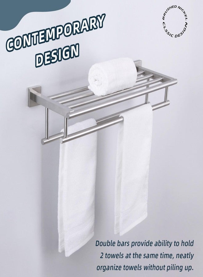 Angle Simple Towel Rack for Bathroom Brushed Nickel, Angle Simple SUS304 Stainless Steel Bath Towel Holder with Shelf for Wall 23.62 Inches - Image 3