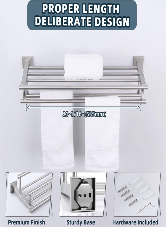 Angle Simple Towel Rack for Bathroom Brushed Nickel, Angle Simple SUS304 Stainless Steel Bath Towel Holder with Shelf for Wall 23.62 Inches - Image 4