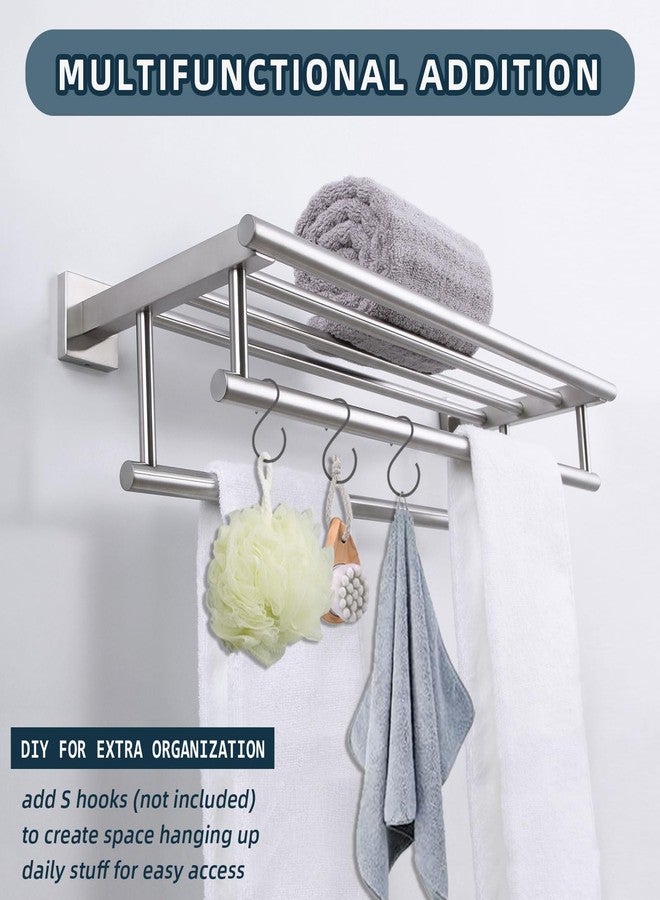 Angle Simple Towel Rack for Bathroom Brushed Nickel, Angle Simple SUS304 Stainless Steel Bath Towel Holder with Shelf for Wall 23.62 Inches - Image 5