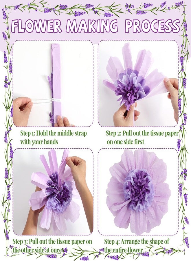 Lincia لينسيا 6 قطع من زينة الزهور الورقية الكبيرة، زهور ورقية مكسيكية اصطناعية ثلاثية الأبعاد، ديكور حفلات للجدران، حفلات فييستا، حفلات زفاف، أعياد ميلاد، حفلات توديع العزوبية، حفلات استقبال المولود، غرف الأطفال (زهرة بنفسجية، 24 بوصة / 12 بوصة) - Image 3