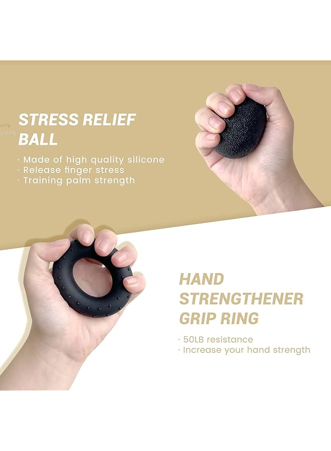 ZERIFAM Hand Grip Strengthener with Counter Forearm Trainer Workout Kit (5Pack) Adjustable Resistance Grip Strength Trainer Finger Exerciser/Stretcher Grip Ring Grip Ball - Image 3