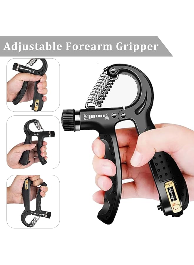 ZERIFAM Hand Grip Strengthener with Counter Forearm Trainer Workout Kit (5Pack) Adjustable Resistance Grip Strength Trainer Finger Exerciser/Stretcher Grip Ring Grip Ball - Image 5