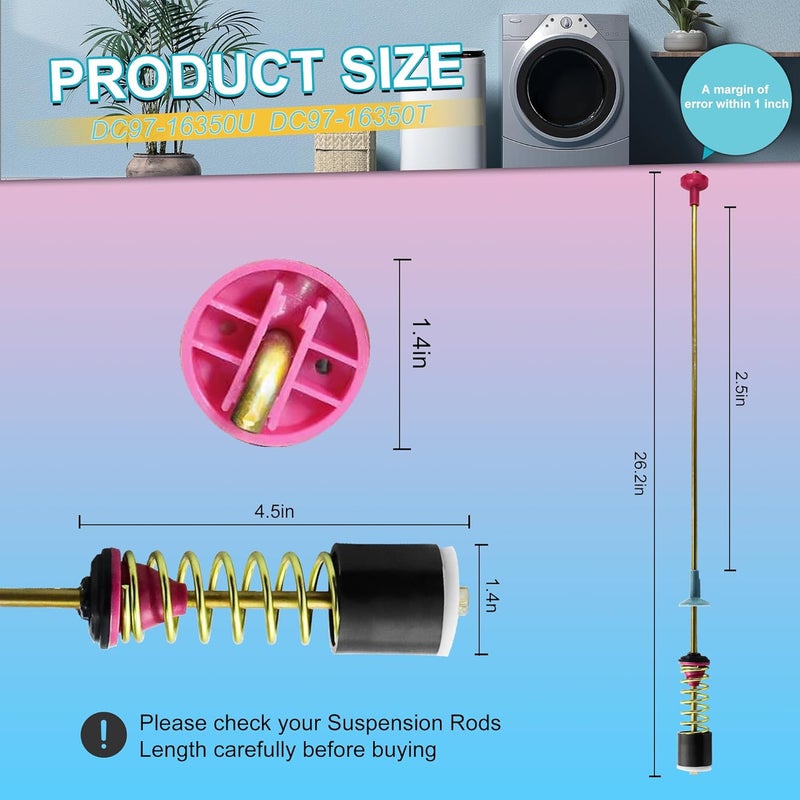 Vypart UPGRADE DC97-16350U DC97-16350T Washer Suspension Rods for Samsung Washers - Image 3