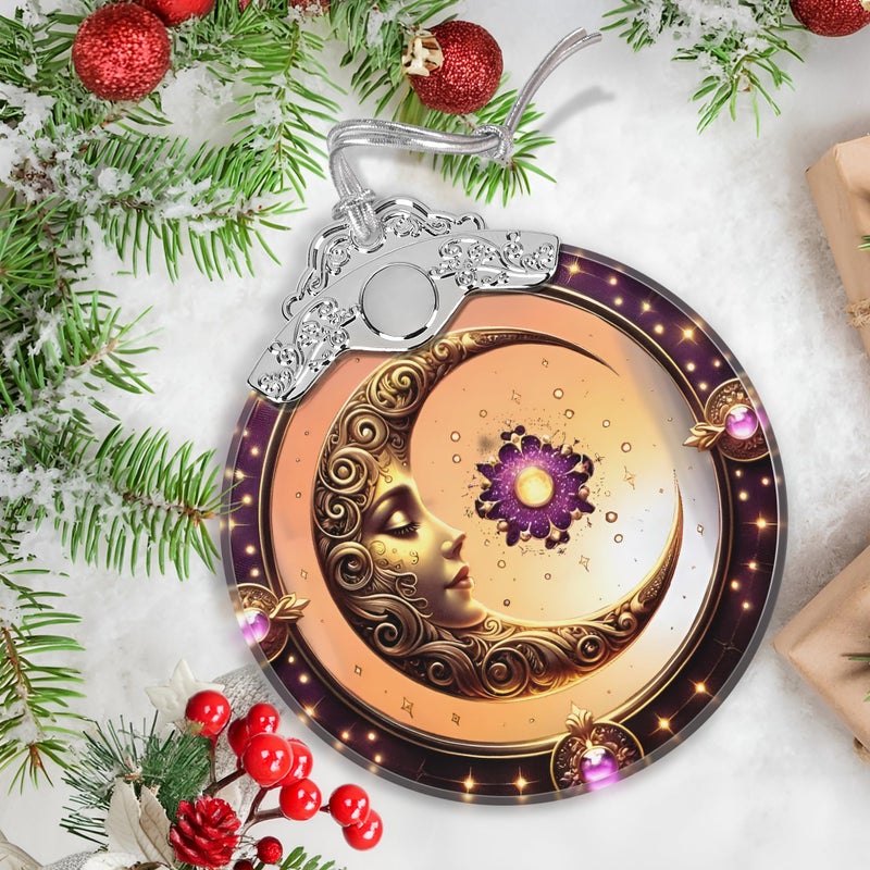 Jocidea زخرفة عيد الميلاد - شمس الزجاج الملون وزخرفة القمر - ديكور منزل عيد الميلاد - زخرفة شجرة عيد الميلاد - زخرفة العطلات - أفكار هدية عطلة - تبادل الهدايا - الشمس والقمر مرة أخرى - Image 5