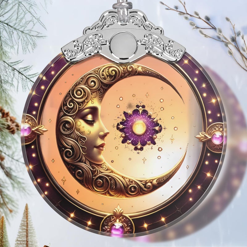 Jocidea زخرفة عيد الميلاد - شمس الزجاج الملون وزخرفة القمر - ديكور منزل عيد الميلاد - زخرفة شجرة عيد الميلاد - زخرفة العطلات - أفكار هدية عطلة - تبادل الهدايا - الشمس والقمر مرة أخرى - Image 1