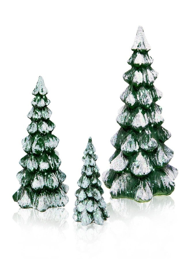 ZTTM 3 Pieces with a Sense of Layering and Staggered Heights Winter Wonderland Village Scene Pines Accessory Figurine Set, Christmas Village Trees Decorations,Green - Image 1