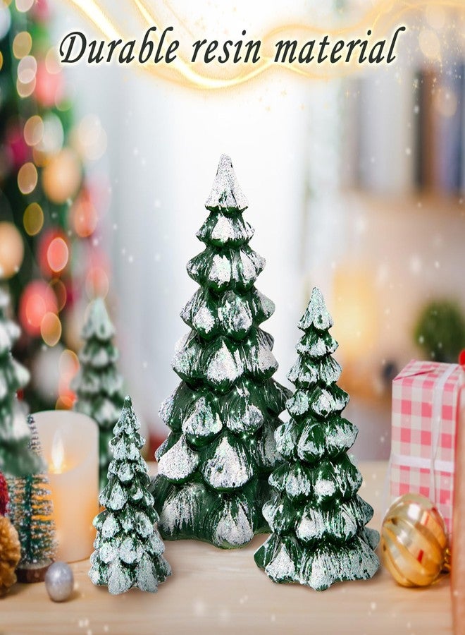 ZTTM 3 Pieces with a Sense of Layering and Staggered Heights Winter Wonderland Village Scene Pines Accessory Figurine Set, Christmas Village Trees Decorations,Green - Image 5