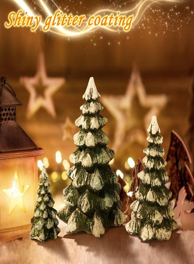 ZTTM 3 Pieces with a Sense of Layering and Staggered Heights Winter Wonderland Village Scene Pines Accessory Figurine Set, Christmas Village Trees Decorations,Green - Image 4
