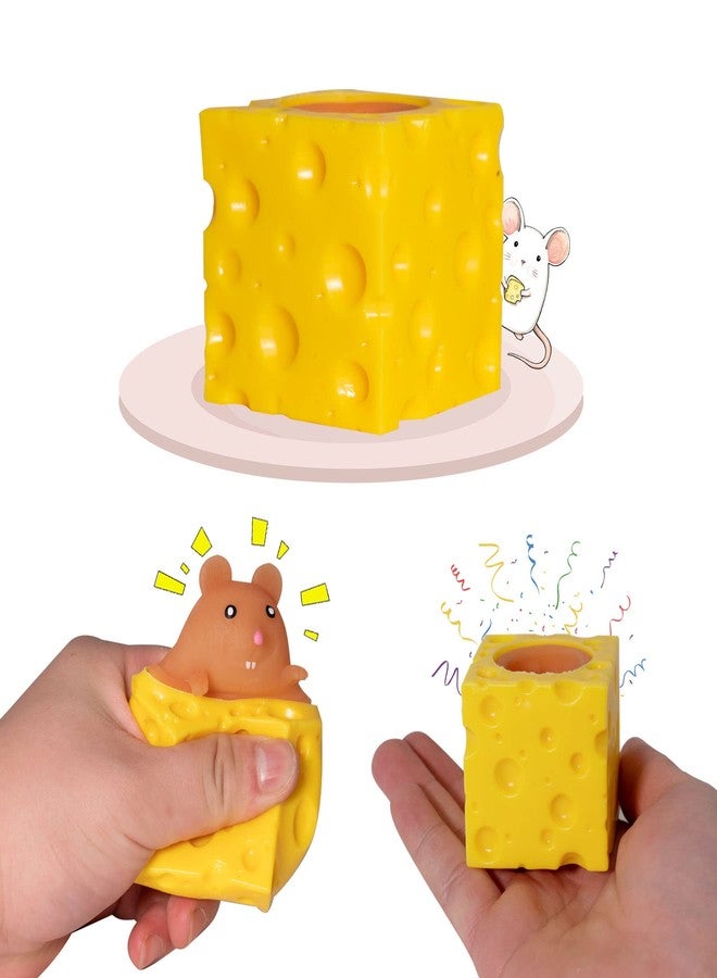 Holgosiu Squishy Cheese Toy Mouse Stress Ball Squishy Rat Squeeze Cheese Fidgets Mice Toy Stress Novelty Toy for ADHD ADD OCD - Image 1