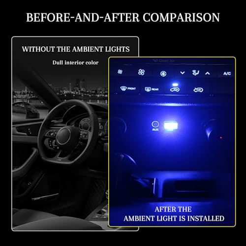 Hbxdeco 4 PCS USB LED Car Interior Atmosphere Lamp, Portable Mini Auto LED Decor Night Light, Plug-in USB Interface Ambient Lighting Kit, Universal Car Interior Accessories(Blue) - Image 4