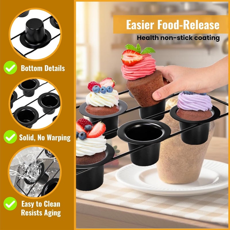 Acshio 2 Pack Popover Pans, 12 Cups Nonstick Muffin Cupcake Pan, Carbon Steel Round Cheesecake Tin Bakeware Mould for Oven Baking, Muffins, Quiches, Pudding Cakes, Halloween Christmas - Image 3