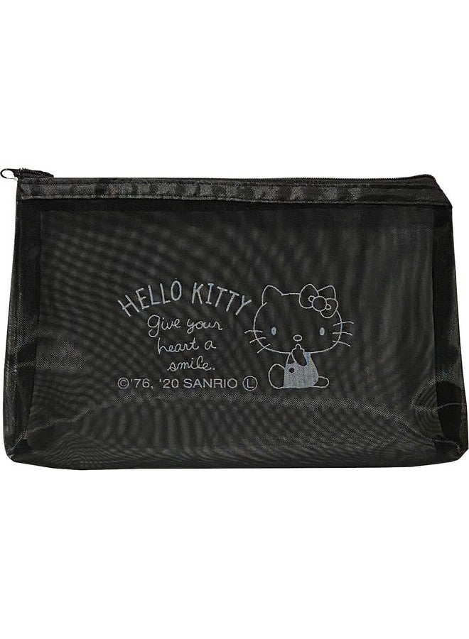 Friend Sanrio Hello Kitty Accessories Cosmetic Mesh Nylon Polyester Pouch Zipper Case Bag With Gusset 21.5×13×3.5Cm (Simple) - Image 1