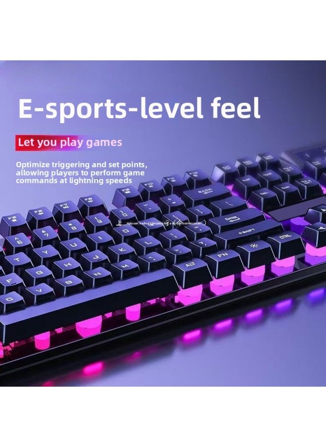 Generic - E-sports Backlit Game Wired Keyboard Keyboard Mouse Suit Mechanical Feel Desktop Notebook Computer Office Static Wholesale-Color:Black Matte [sound/26 Keys Without Conflict] Single Keyboard * Lifetime Warranty * Replace With One If Worn Out - Image 1