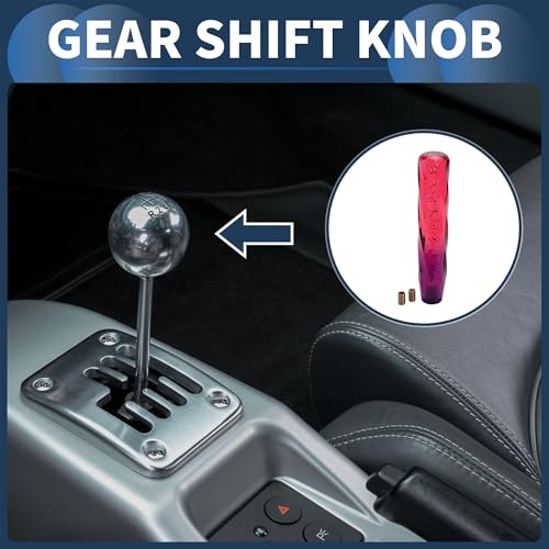 INFINAUTO Car Shift Knob 25cm Universal for Automatic and Manual Vehicle Gear Shifter Knob with 2 Adapter Acrylic Red Purple 1 Set - Image 3