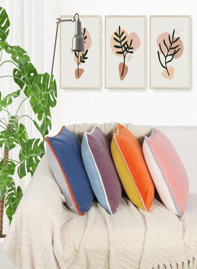 Btyrle Velvet Throw Pillow Covers 18x18 Inch Set of 4 Decorative Velour Pillowcases Double-Colored Cushion Covers for Sofa Couch,Warm-Edge - Image 2