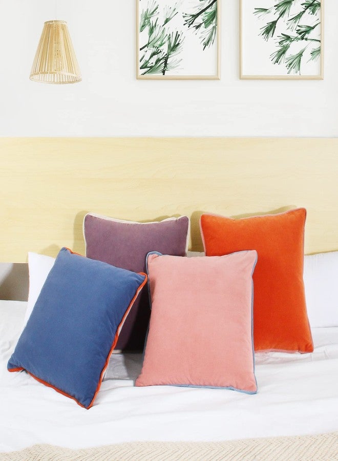 Btyrle Velvet Throw Pillow Covers 18x18 Inch Set of 4 Decorative Velour Pillowcases Double-Colored Cushion Covers for Sofa Couch,Warm-Edge - Image 3