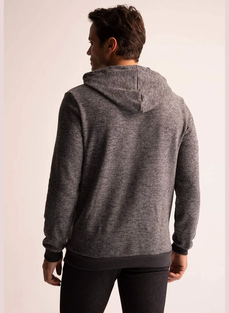 DeFacto Regular Fit Flock Printed Hoodie Sweatshirt