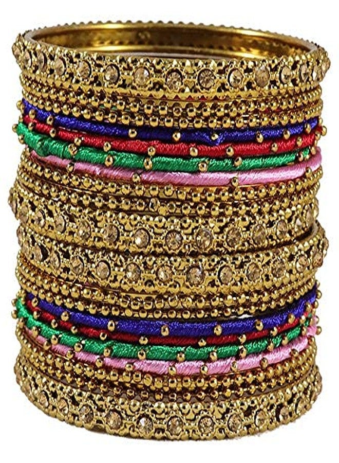 ZULKA Get your traditions Silk Thread, Metal Bangle Set With Zircon For Women &Girls (Pack of 2 Set, Multi-2.6) - Image 5